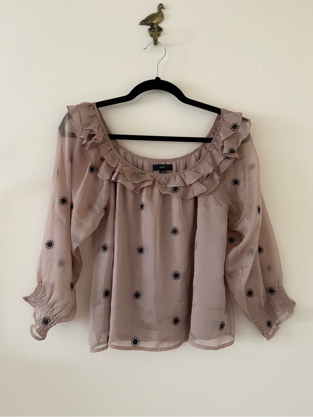 FATE Ruffle Blouse Flower Embroidery Shirt